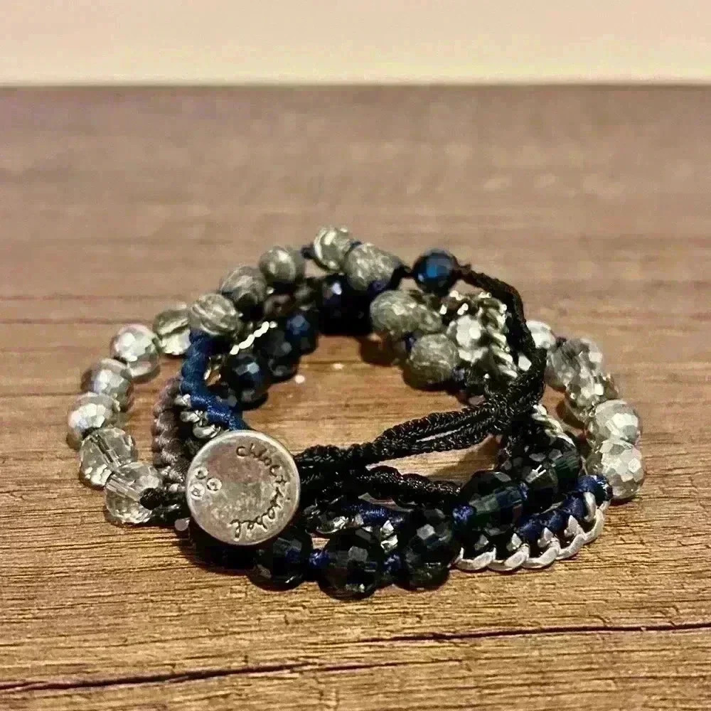 Chloe and Isabel | Multi-wear Navy and Silver Tone Wrap Bracelet/ Necklace